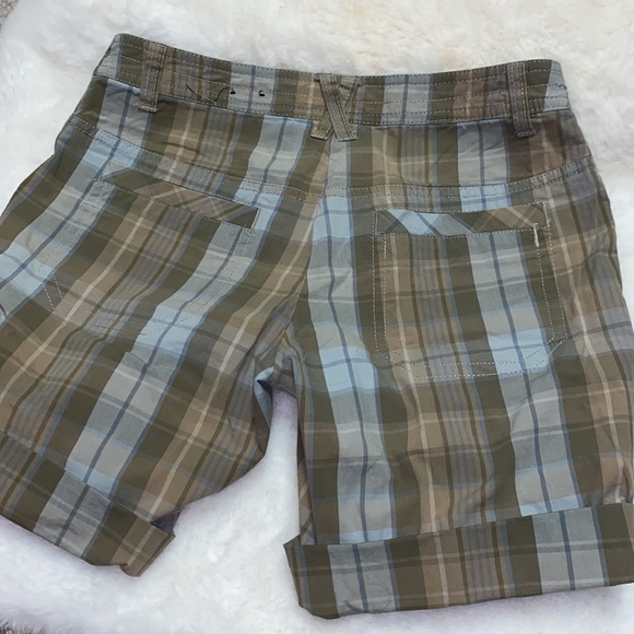 Revolution by Rickies green and blue plaid shorts with buttons - Picture 3 of 4